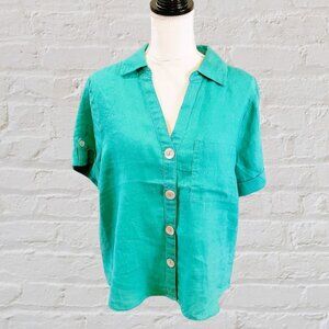 NWT Marc New‎ York Turquoise Green Short Sleeve Linen Jacket Top in Size M